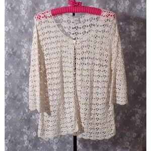 Vintage 90s Cardigan 1990s Crochet Boho Hippie Whimsigoth Romantic Size Medium
